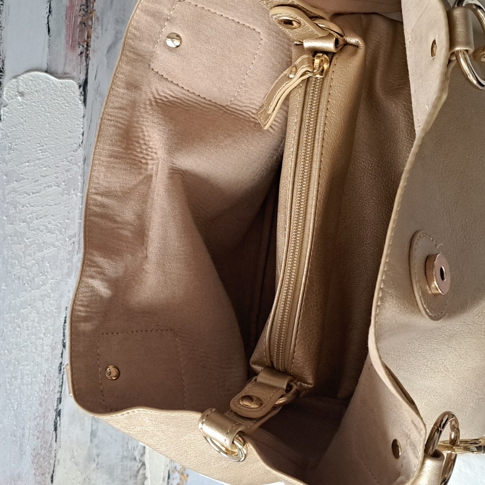C Metallic Gold Tote with Tassel Accent - Picture 5 of 11